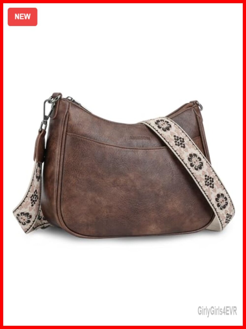 Vegan Leather Crossbody Bag with Adjustable Strap, Shoulder Handbag